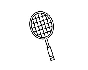 Tennis racket icon. Outline tennis racket vector icon for web design isolated on white background