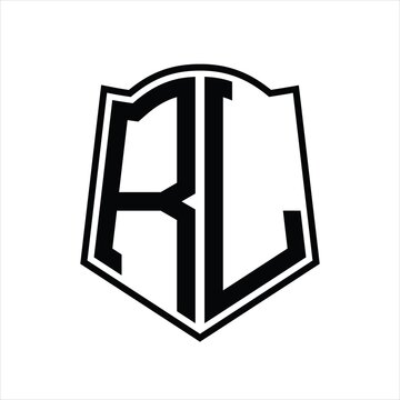 recommend clip art: RL Logo monogram with shield shape outline design template