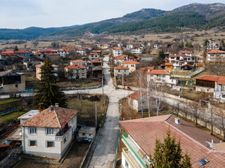 Fototapeta na wymiar Aerial view of Village of Hvoyna, Bulgaria