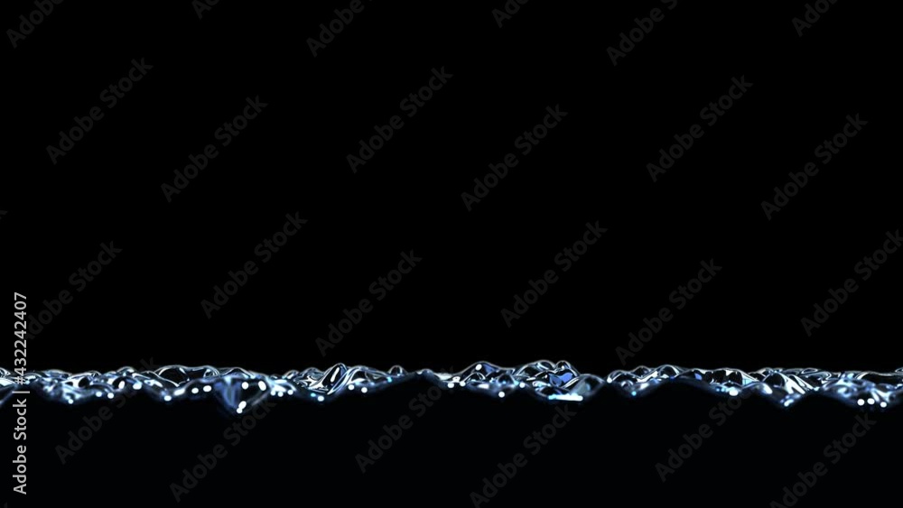 Poster realistic slow motion 3d animation of the dark pouring water fills the blank black screen rendered i