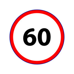 Traffic symbol indicating the 60 KM maximum speed limit. Vector design EPS 10