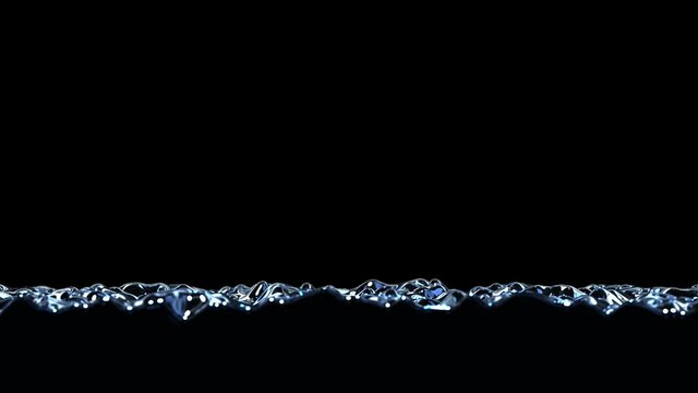 Realistic slow motion 3D animation of the dark pouring water fills the blank black screen rendered in UHD with alpha matte