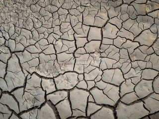 Ground with cracks caused by drought and dryness of the earth.  Land with lack of water. Concept of dryness of the skin, expression lines or network of capillaries or blood vessels.