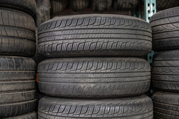 stack of old car or truck tires