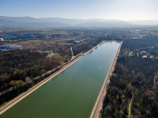 Fototapeta na wymiar Aerial view of Rowing Venue in city of Plovdiv, Bulgaria