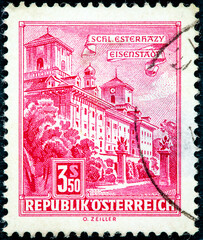 stamp printed by Austria, that shows Esterhazy palace.