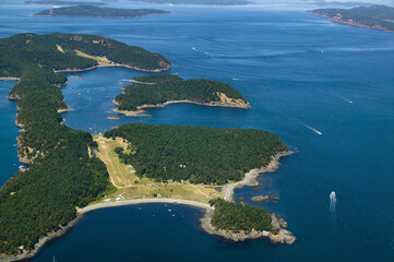 Fototapeta na wymiar Stock Aerial Photo of Stuart Island San Juan Islands Washington USA