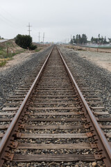 Fototapeta na wymiar Vanishing railroad track in Northern California