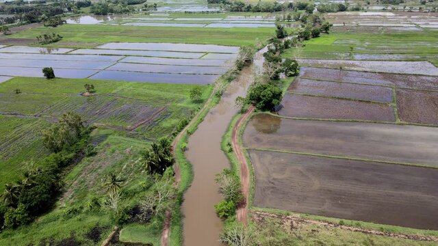 Canal in the rice field is water Resources for diversion rice cultivation.