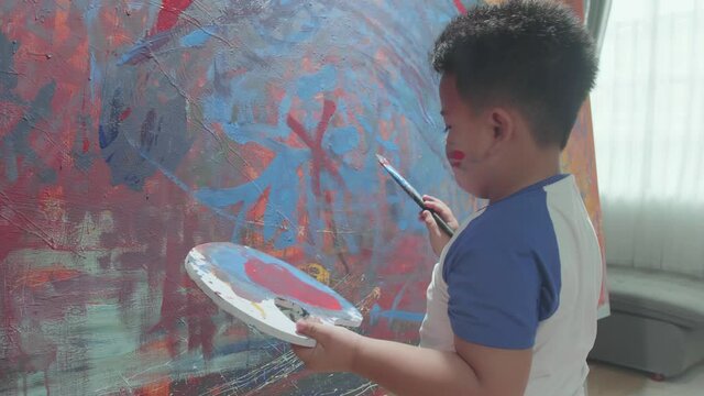 Little Boy Painting Art Picture

