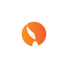 feather pen symbol icon vector logo
