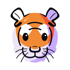 Isolated happy cute tiger avatar
