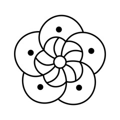 Isolated aerial view of an outline flower