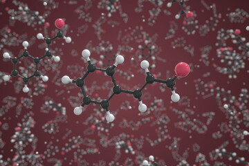 Fototapeta na wymiar Cinnamaldehyde molecule made with balls, scientific molecular model. Chemical 3d rendering