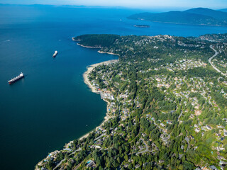 Stock aerial photo of West Vancouver and English Bay  BC, Canada