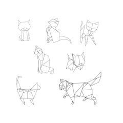 origami geometric cat: logo, icon, print