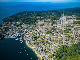 Stock aerial photo of Gibsons  BC, Canada - obrazy, fototapety, plakaty