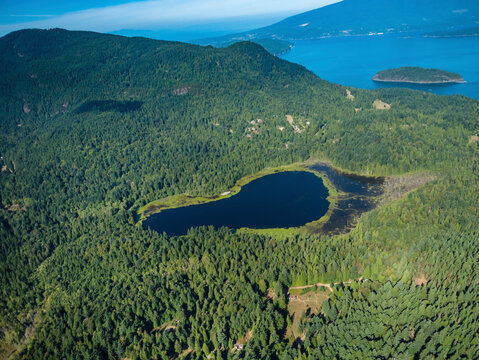 Stock aerial photo of Kilarney Lake Bowen Island  BC, Canada