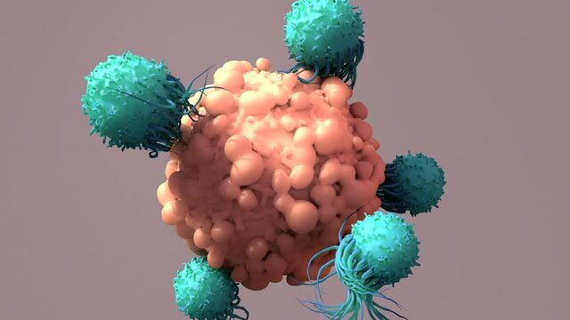 T-Cells Work to Fight Cancer, Immunotherapy, 
CAR T-cell therapy, 3d rendering