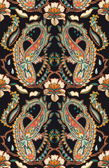 paisley border pattern. traditional indian style design for decoration and textiles