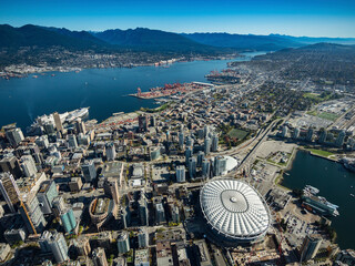 Stock aerial photo of BC Place Stadium Vancouver, Canada