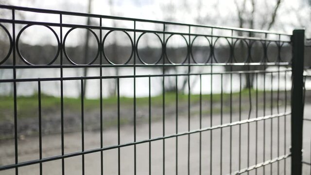 Park gate division outside demarcating separation fence