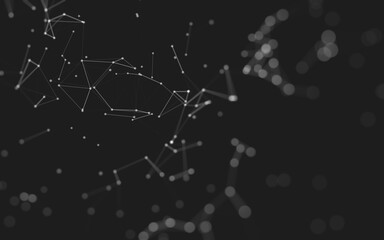 Abstract background. Molecules technology with polygonal shapes, connecting dots and lines. Connection structure. Big data visualization.