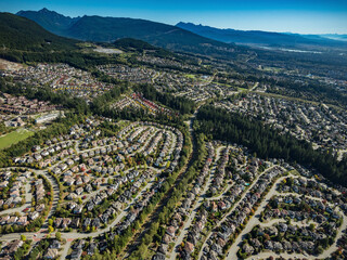 Stock aerial photo of Heritage Mountain Port Moody BC, Canada