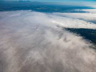 Stock aerial photo of fog over South SurreyN, Canada