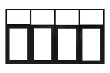 Vintage black painted wooden window frame isolated on a white background