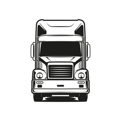 old truck logo vector black and white illustration front view - 432257641