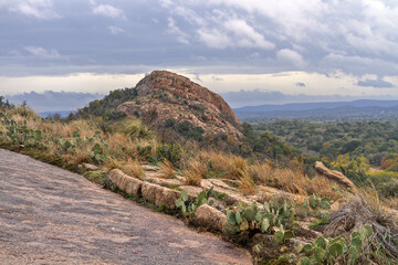 Enchanted Rock State Natural Area in Texas, USA. Autumn. Rock and sky.
