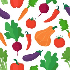 Seamless pattern with the image of vegetables. Design for paper, textile and decor.