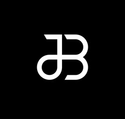 Initial letter JB logo template with geometric simple line art illustration in flat design monogram symbol
