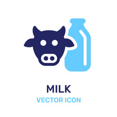 Milk Cow Glass Bottle Container Package icon vector