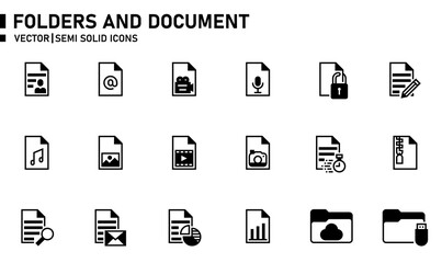 Folders and document icons for website, application, printing, document, poster design, etc.