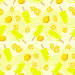 Fruit Popsicles Lemon Seamless Pattern