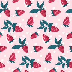 Soft Pink Strawberry Seamless Pattern 