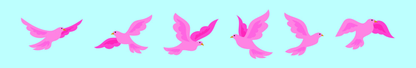 set of dove birds cartoon icon design template with various models. vector illustration isolated on blue background