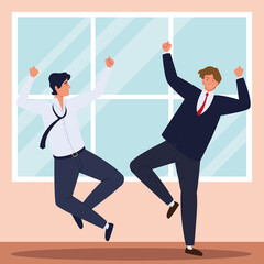 Obraz premium business team celebrating triumph