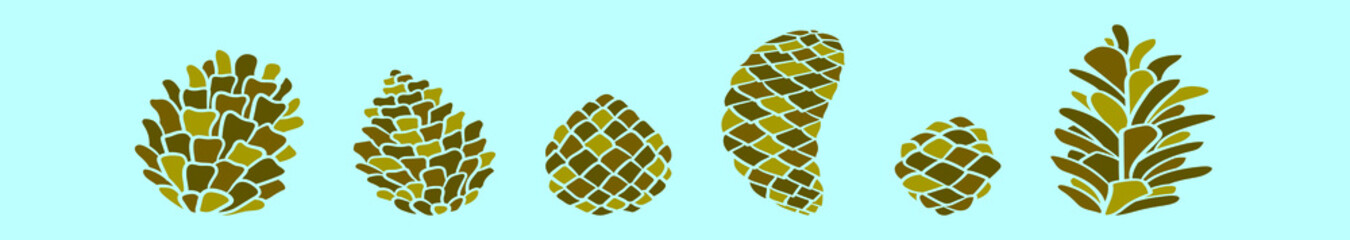 set of pine cones cartoon icon design template with various models. vector illustration isolated on blue background