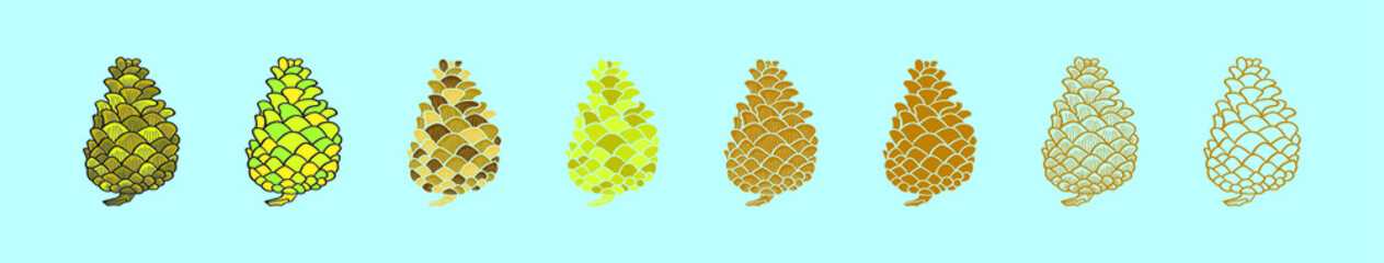 set of pine cones cartoon icon design template with various models. vector illustration isolated on blue background