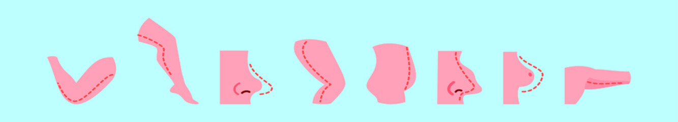 set of plastic surgery cartoon icon design template with various models. vector illustration isolated on blue background