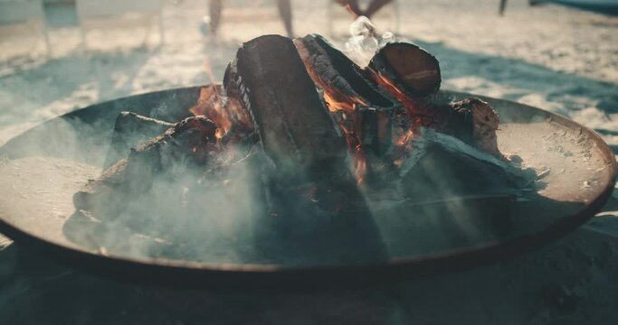 bornfire at beach sunset haze smoke 4k