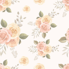 Beautiful seamless pattern design with hand drawn floral background