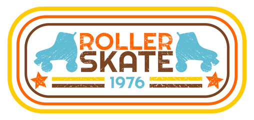 Retro vintage roller skate 1970's banner