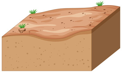 Layers of soil isolated on white background