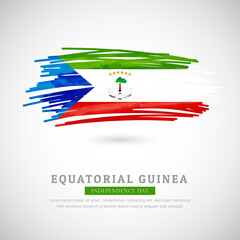 Brush flag of Equatorial Guinea country. Happy independence day of Equatorial Guinea with grungy flag background