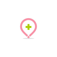 plus medical pin location simple geometric logo vector
