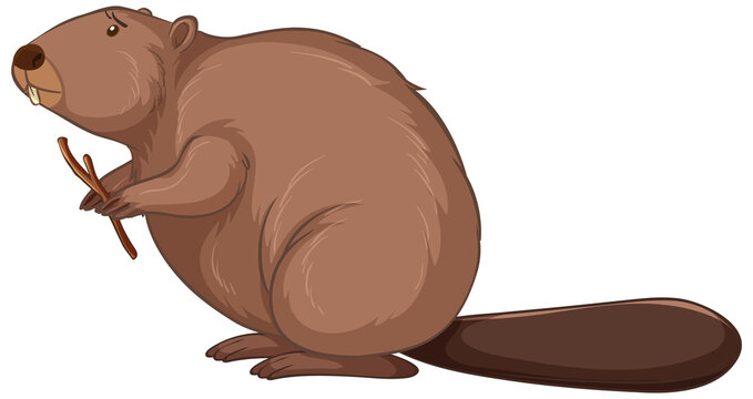 Beaver cartoon character isolated on white background